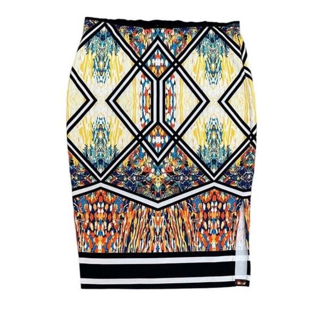 Bisou Bisou Colorful Patterned Pencil Skirt Size L